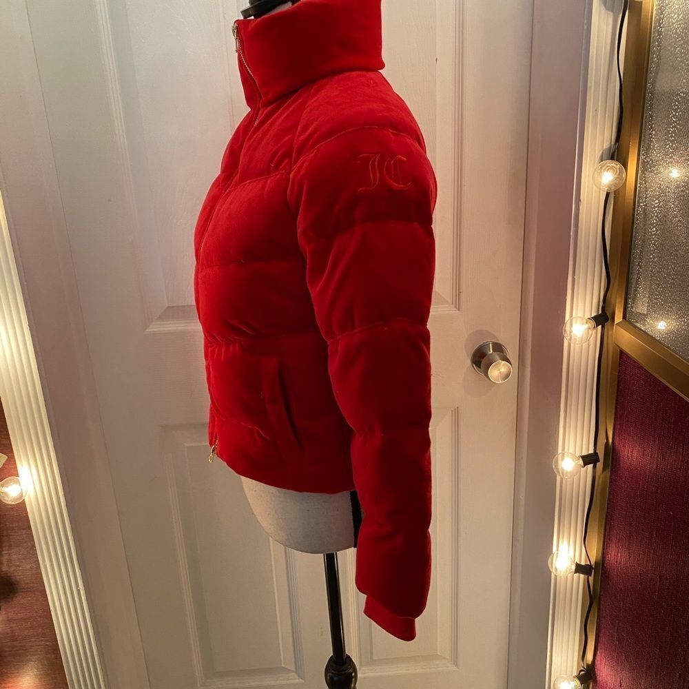 Juicy Couture Black Label Solid Red Velour Quilte… - image 8